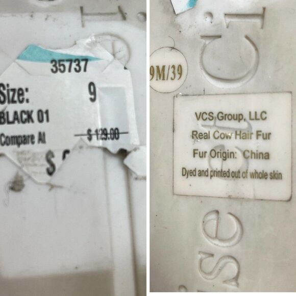 Louise et Cie Adalla Sandals Black Cow Hair Fur Size 9 B Slip On Rubber Soles - Picture 12 of 14